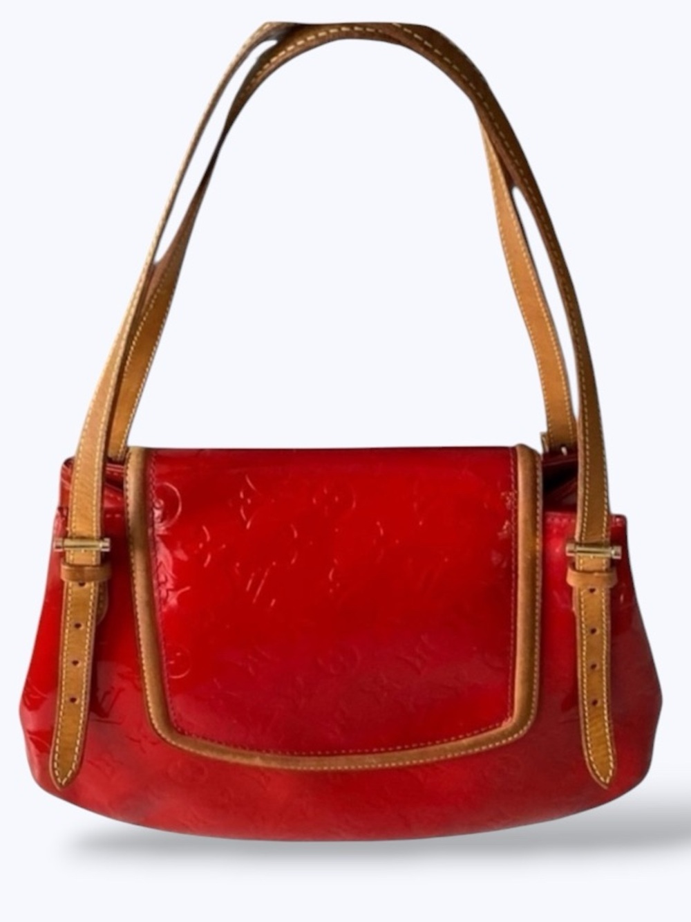 Louis Vuitton Red Monogram Vernis Biscayne Bay GM Shoulder Bag Stunning Beauty